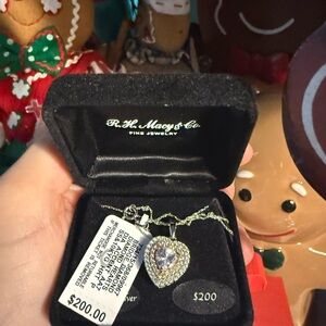 2018 Bridge Diamond 10K & Silver Heart Pendant Necklace NEW